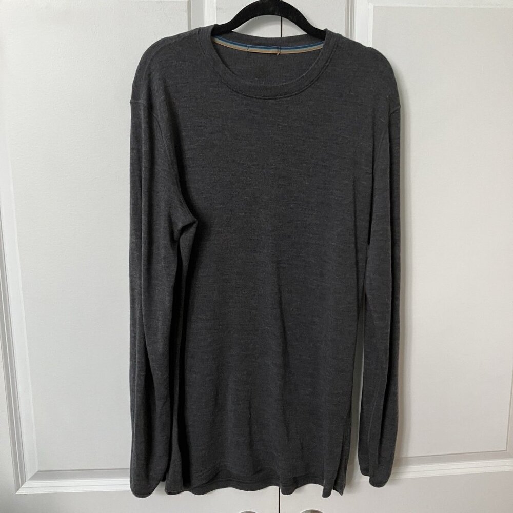 Meriwool Base Layer Sweater Mens XL Gray Outdoor Gorpcore‎ Merino Wool Knit
